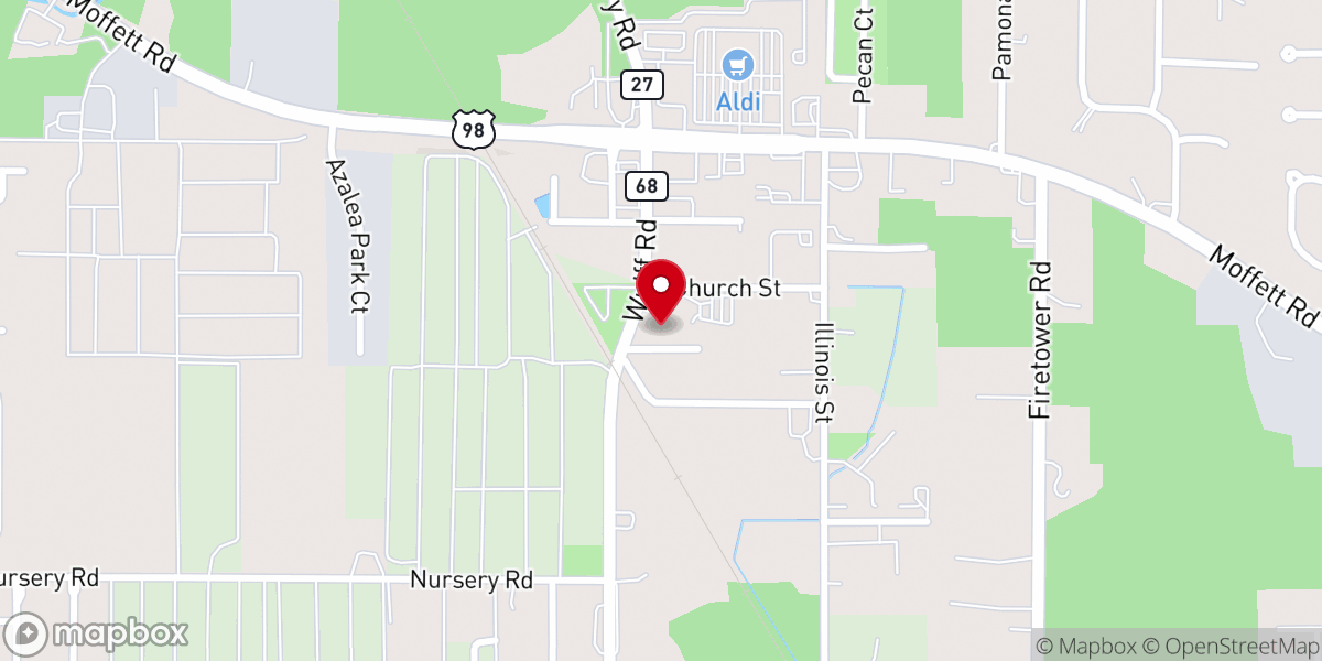 Map showing location of Semmes First Baptist Church