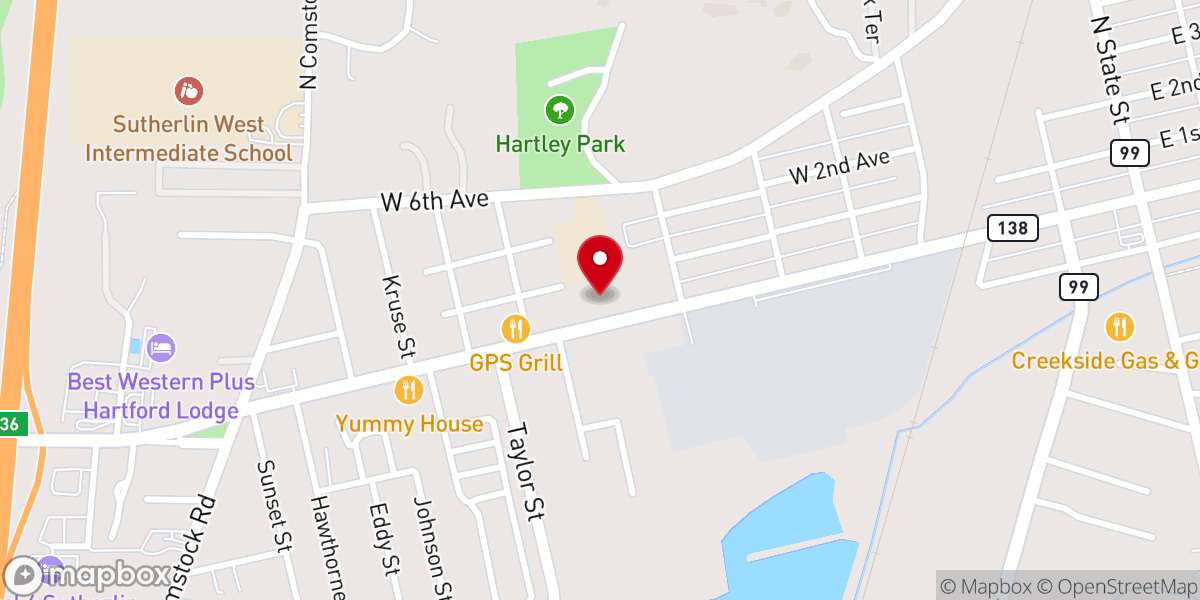 Map showing location of Sutherlin Seventh-day Adventist Church and School