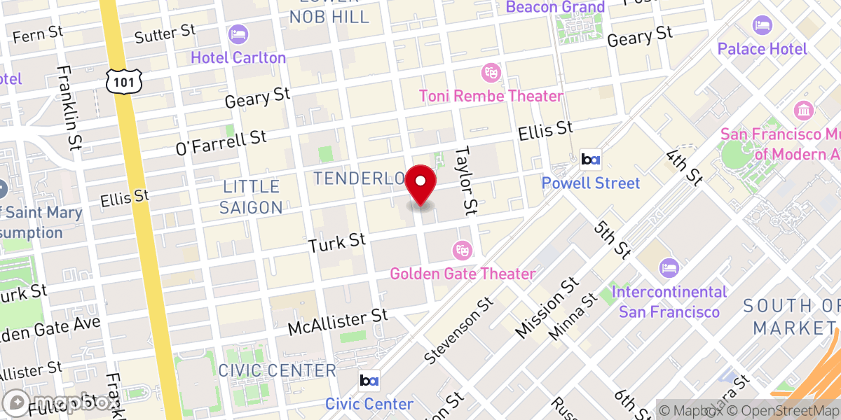 Map showing location of San Francisco Worship Center