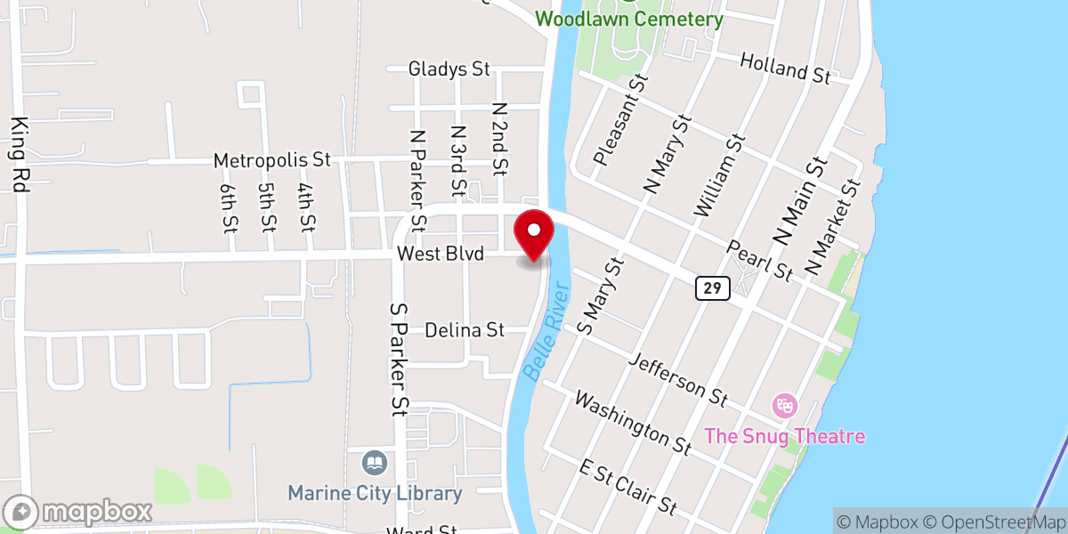 Map showing location of Blue Water Church of the Nazarene
