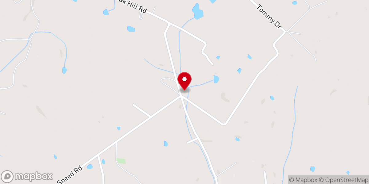 Map showing location of Oak Hill Church
