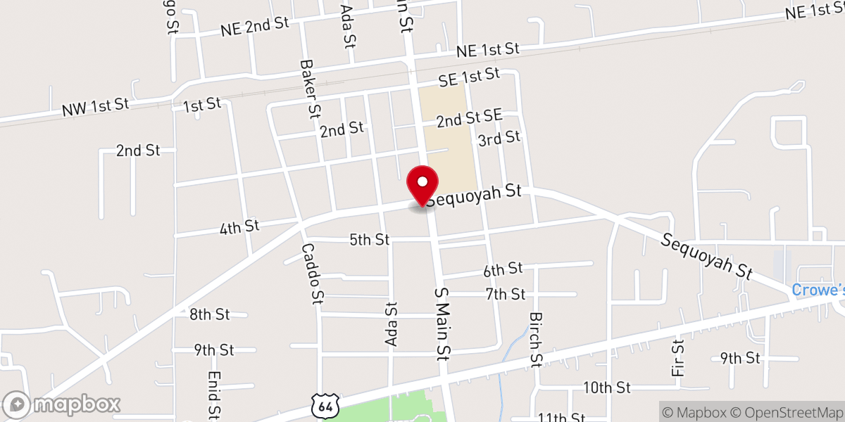 Map showing location of Muldrow