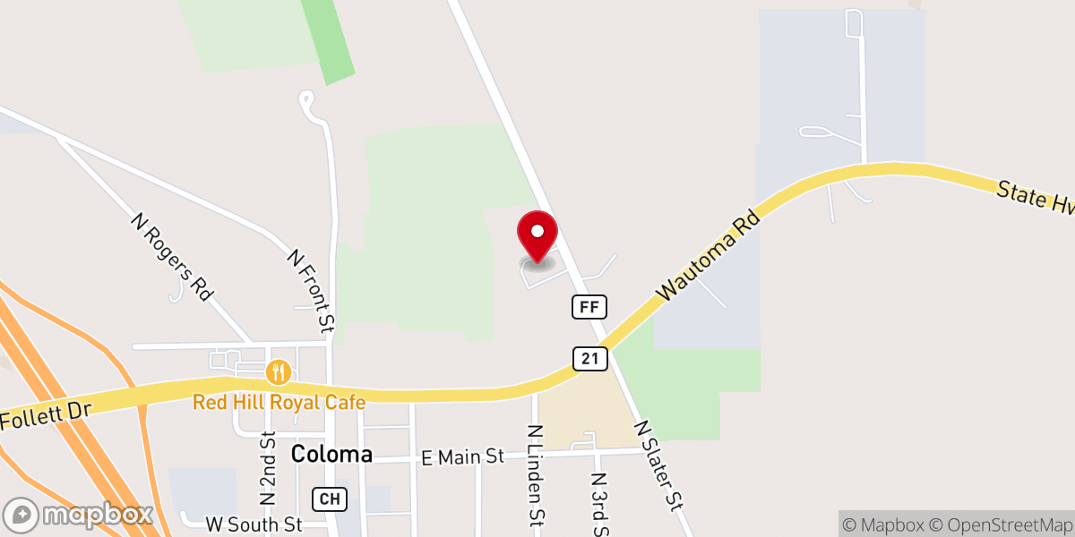 Map showing location of Prince of Peace Lutheran Church