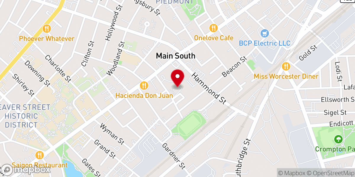 Map showing location of Catholic Charities Worcester County