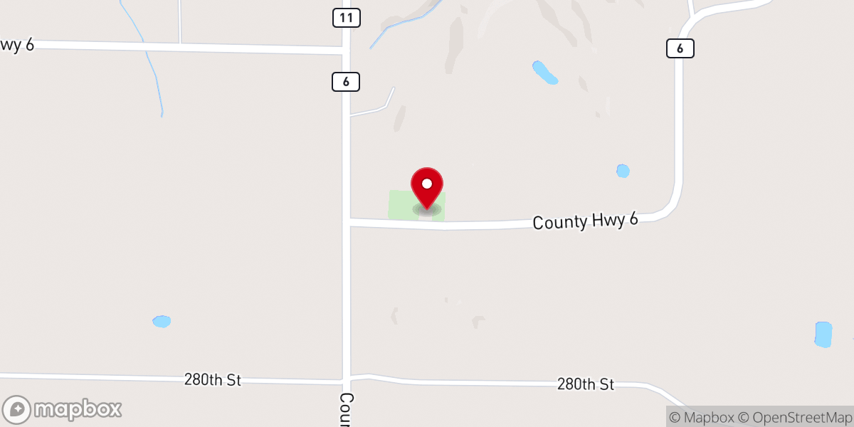 Map showing location of Root Prairie Lutheran Church