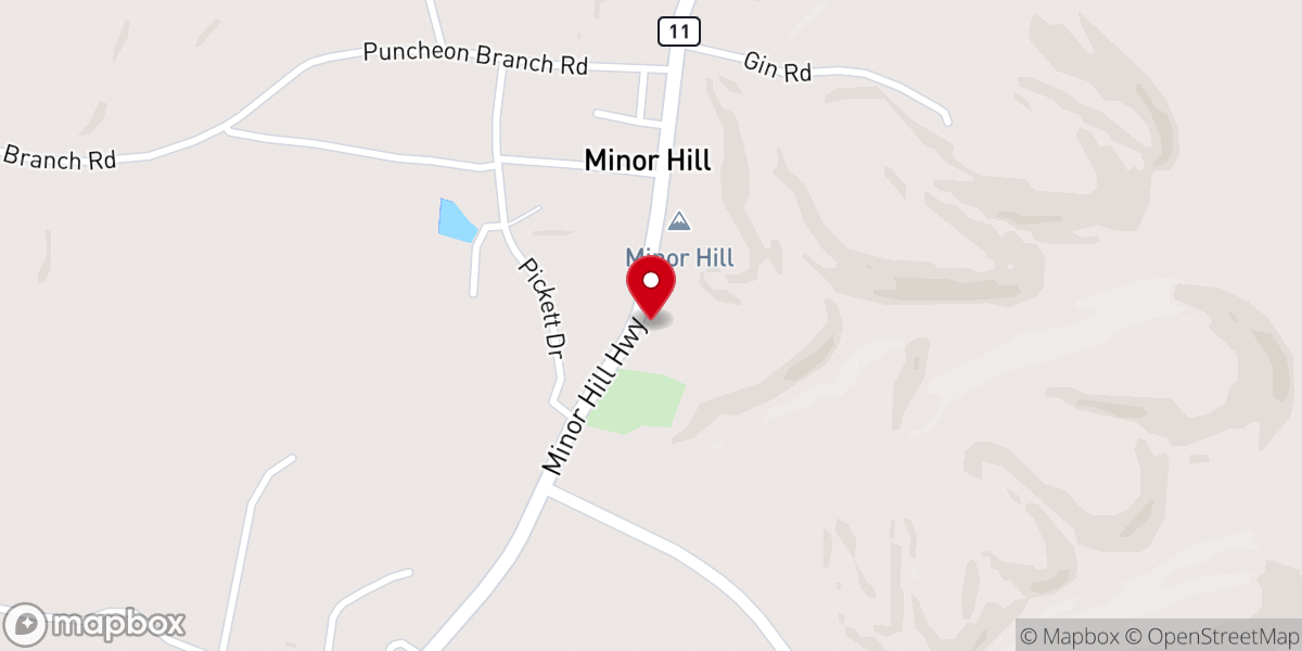 Map showing location of Minor Hill First Baptist Church