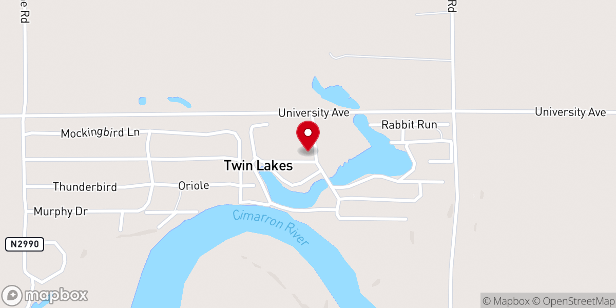 Map showing location of Twin Lakes Memorial Chapel