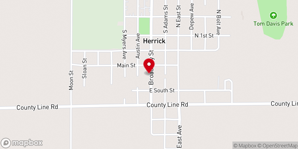 Map showing location of Herrick Community Center