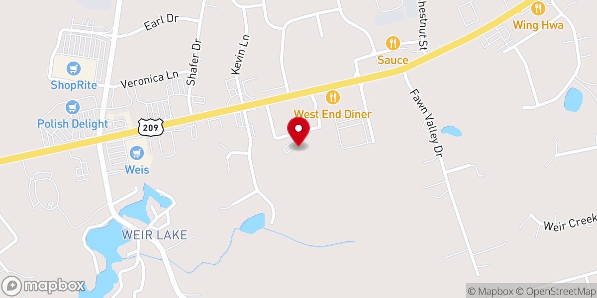 Map showing location of Victory Baptist Church of the Poconos