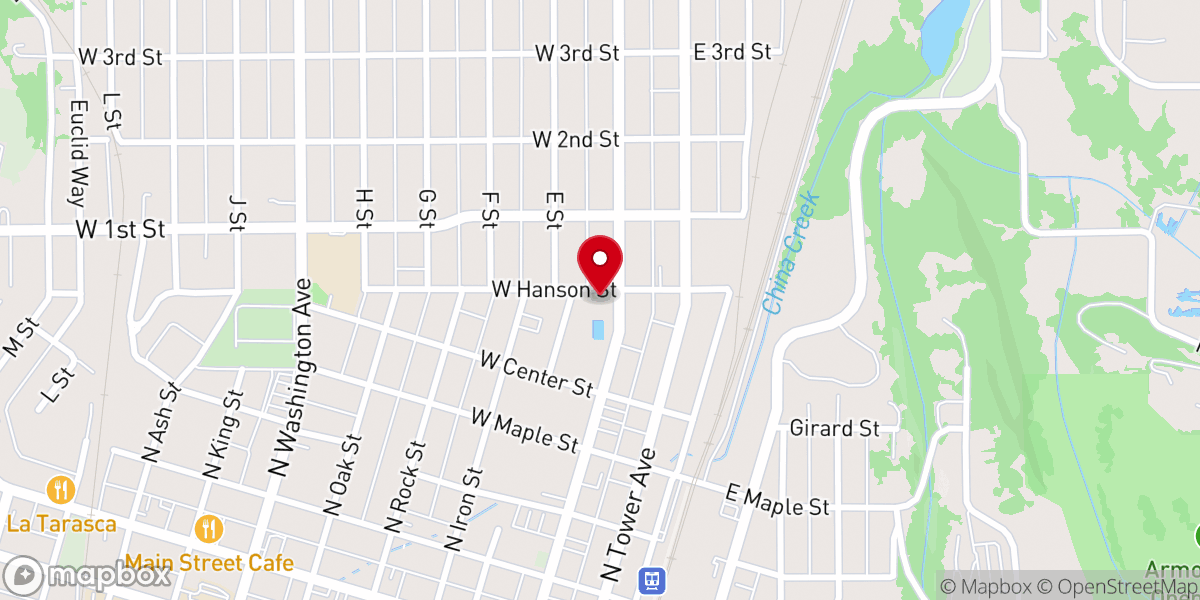 Map showing location of Pearl Street Spray Park