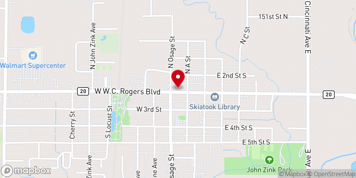 Map showing location of Guts Church Skiatook