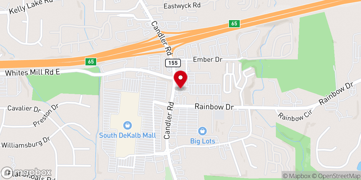 Map showing location of Church's Texas Chicken