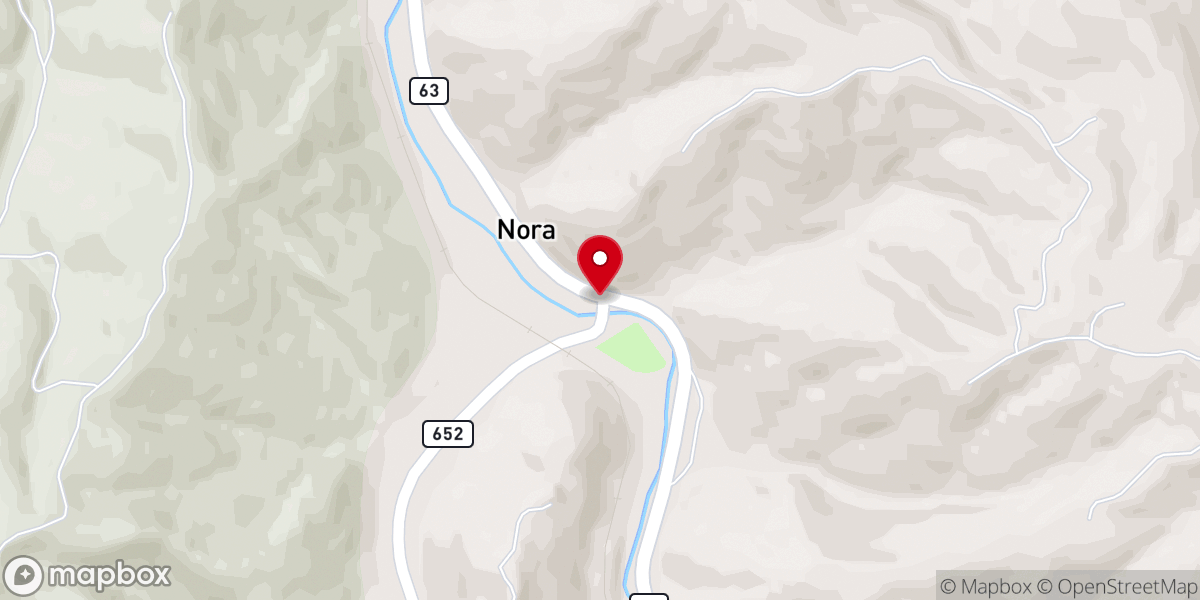 Map showing location of Buffalo Creek Freewill Baptist