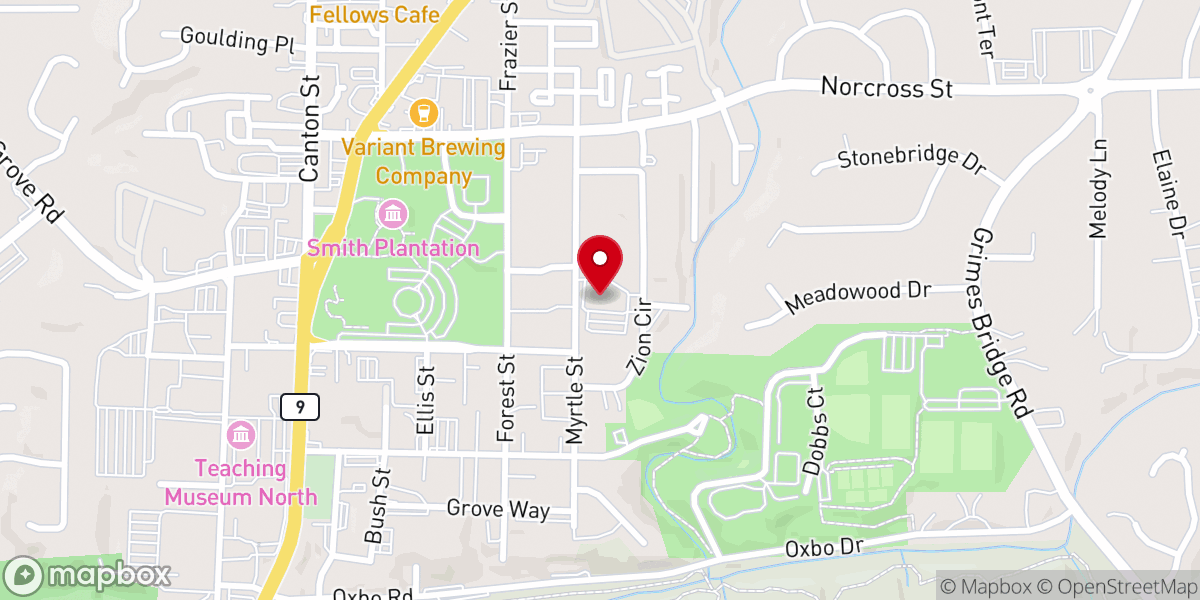 Map showing location of Zion Missionary Baptist Church