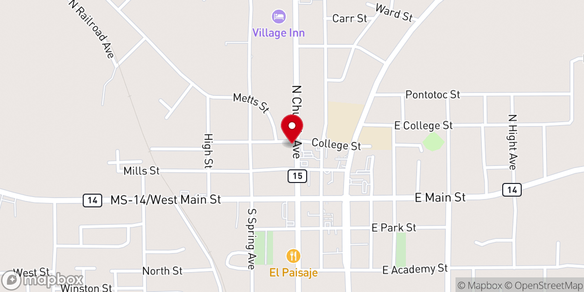 Map showing location of Louisville Presbyterian Church