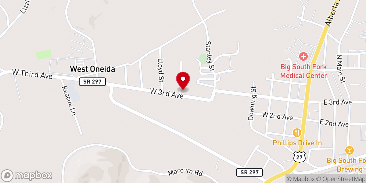 Map showing location of West Oneida United Baptist Church