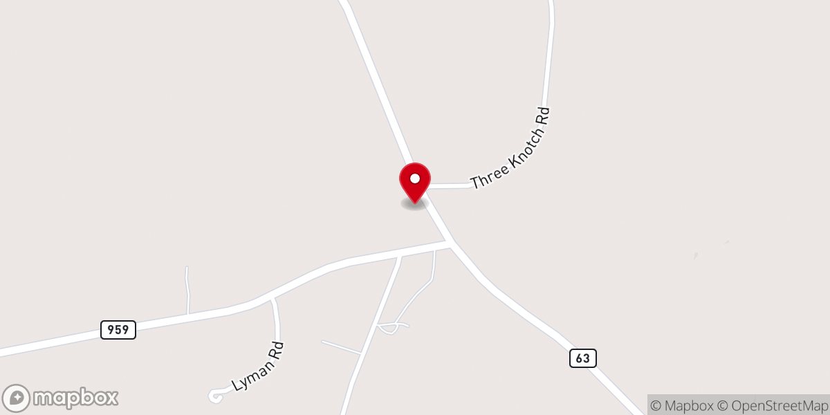 Map showing location of Bluff Creek Baptist Church