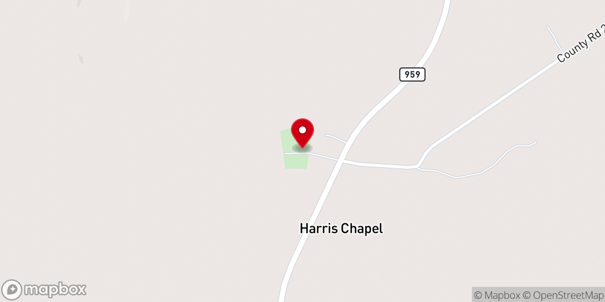 Map showing location of Harris Chapel