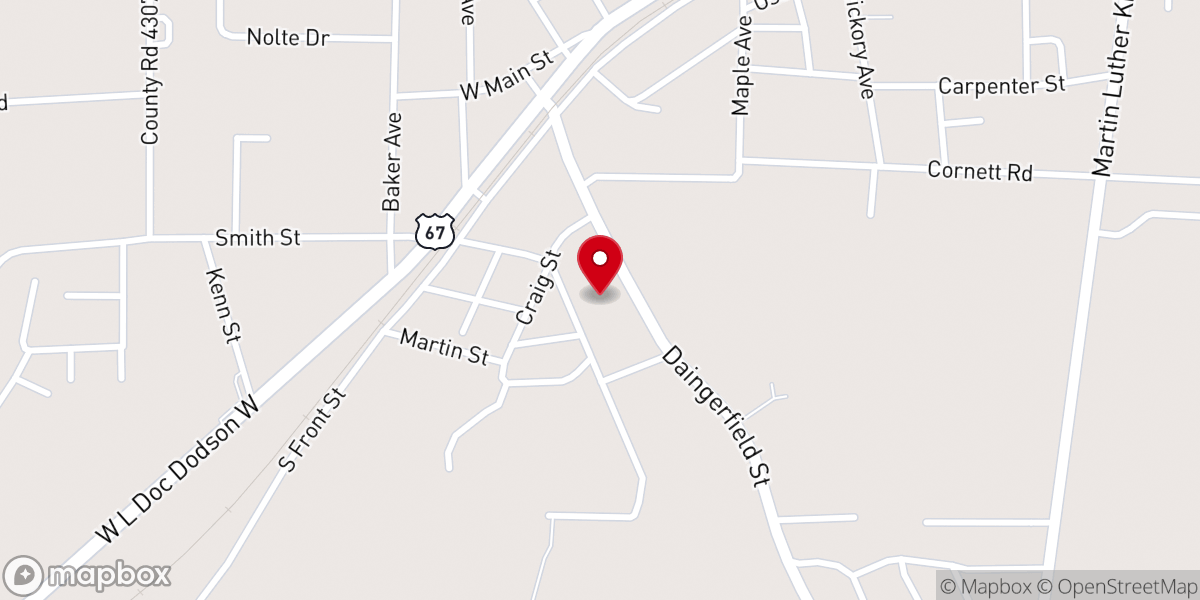 Map showing location of Liberty Baptist Church