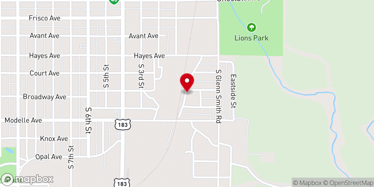 Map showing location of Bethany Baptist Church