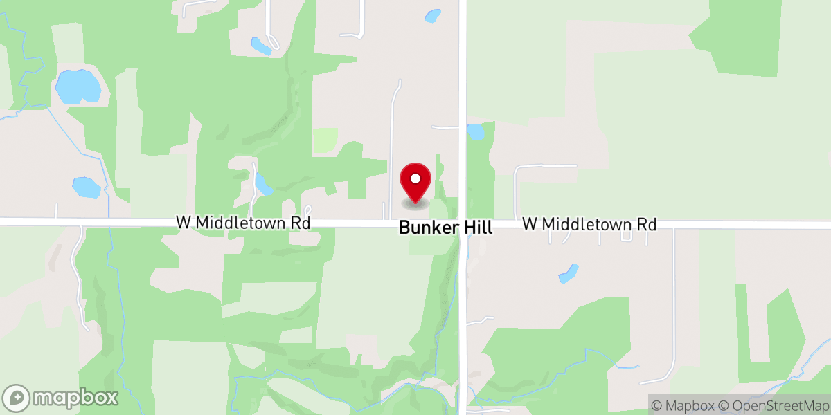 Map showing location of Bunker Hill United Methodist Church