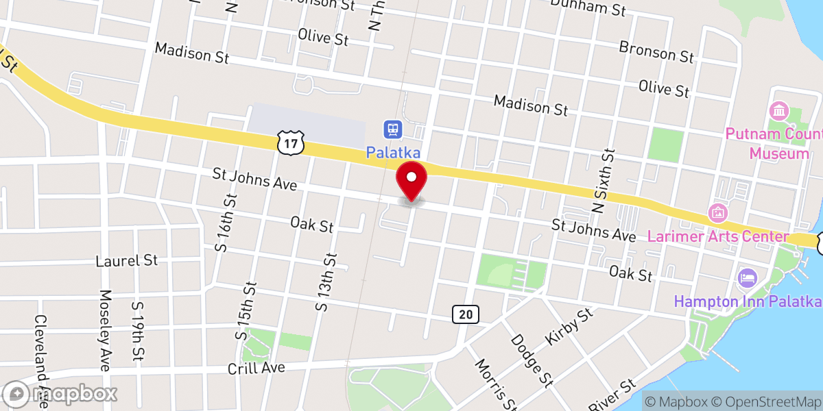 Map showing location of Palatka, FL 32178