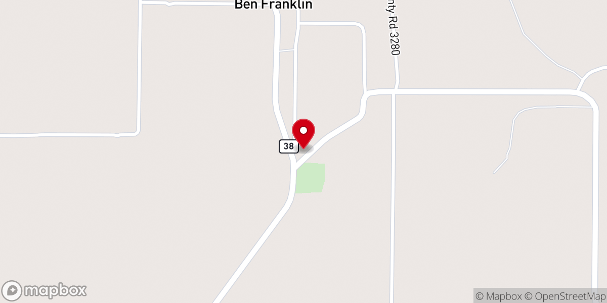 Map showing location of Ben Franklin UMC