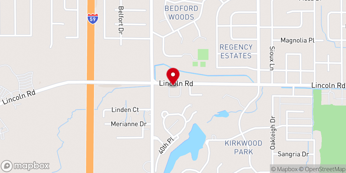 Map showing location of Lincoln Road Baptist Church