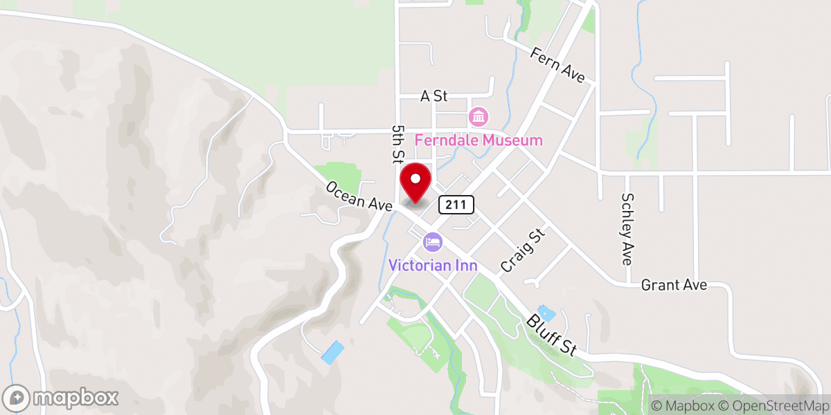 Map showing location of Portuguese Hall of Ferndale