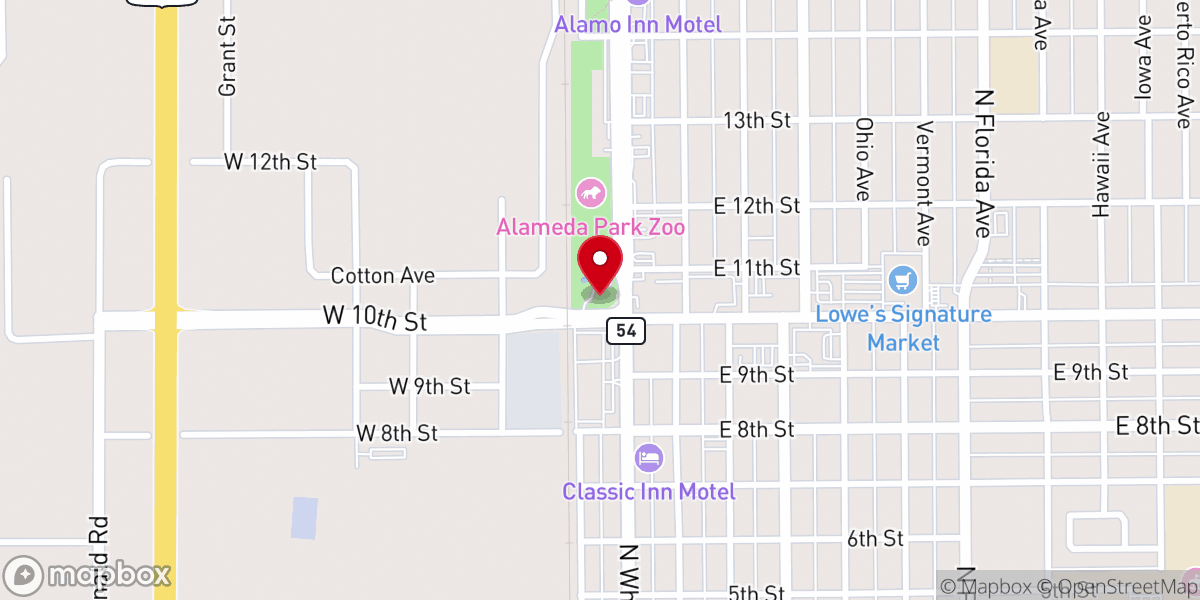 Map showing location of Alameda Park Zoo