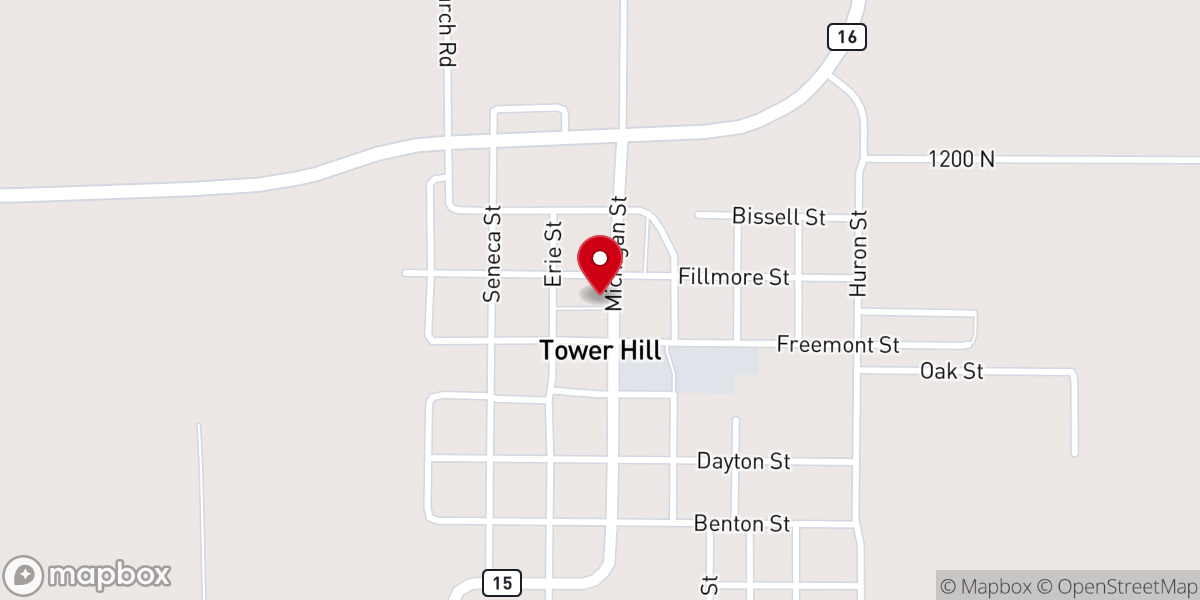 Map showing location of Tower Hill United Methodist Church