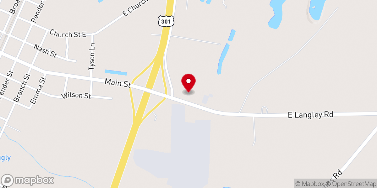 Map showing location of First Missionary Baptist Church of Elm City
