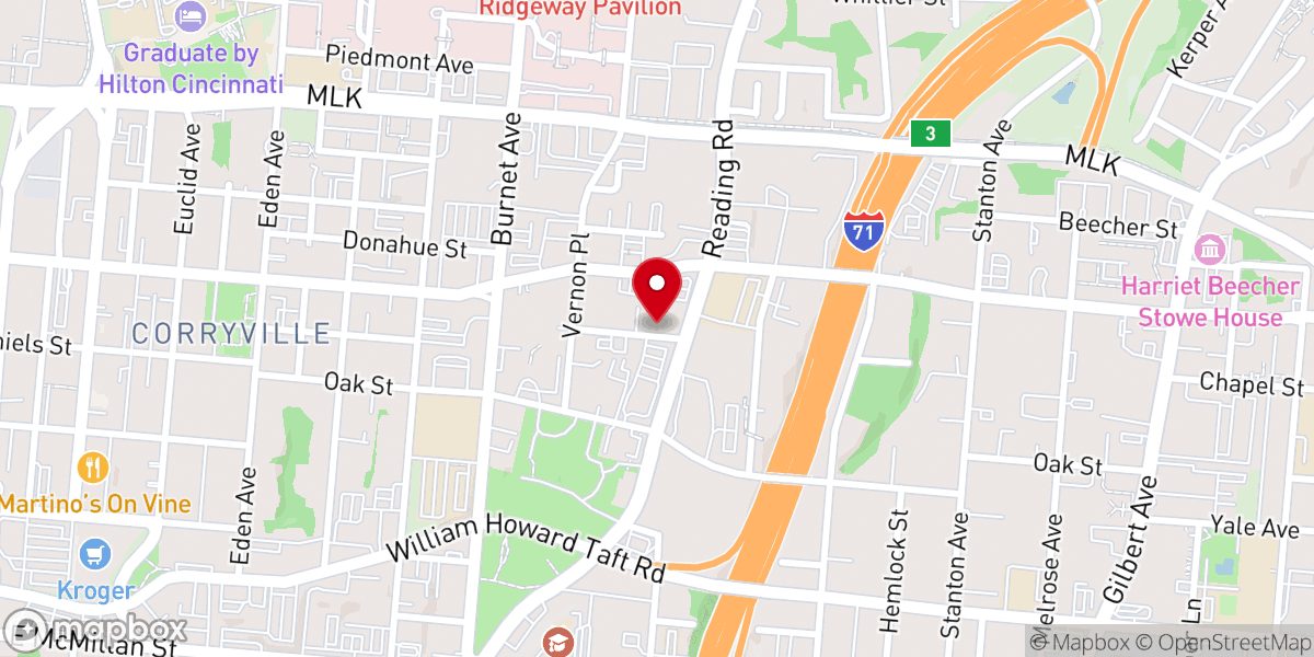 Map showing location of First Unitarian Church of Cincinnati