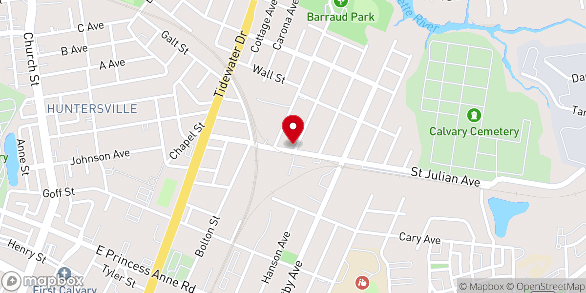Map showing location of New St Mark's Baptist Church