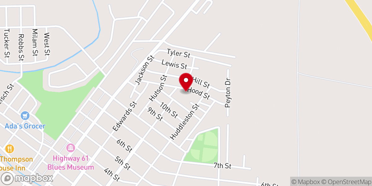 Map showing location of Beulah Grove Church