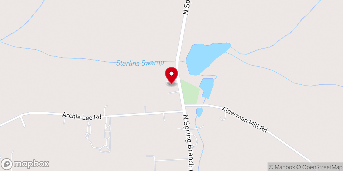 Map showing location of Spring Branch Baptist Church