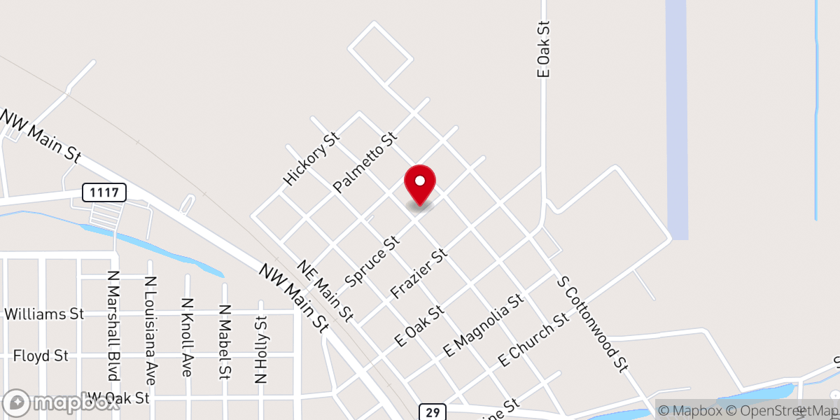 Map showing location of Trinity United Methodist Church