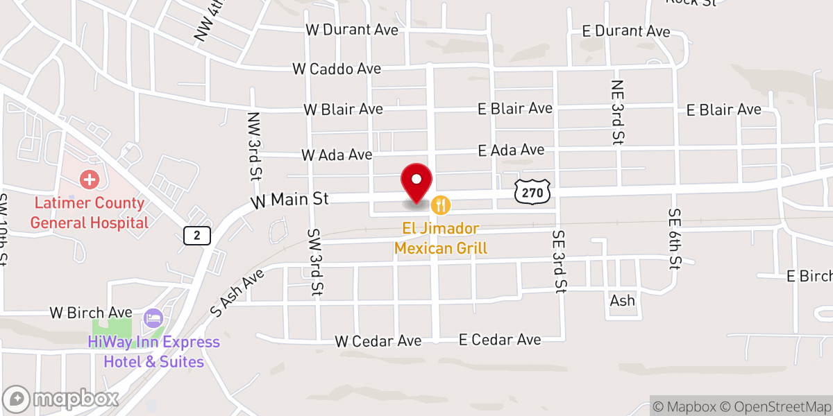 Map showing location of Catholic Charities Wilburton