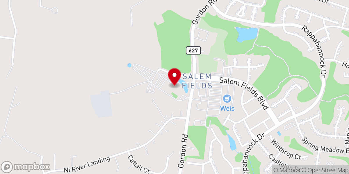 Map showing location of Salem Fields Community Church