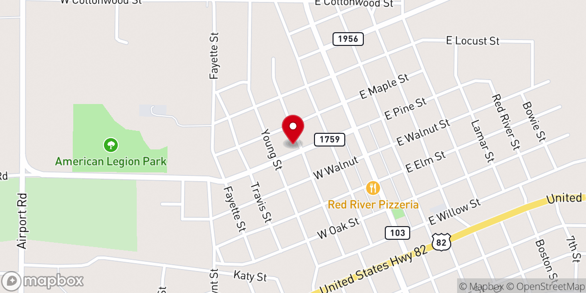 Map showing location of First Assembly of God Church