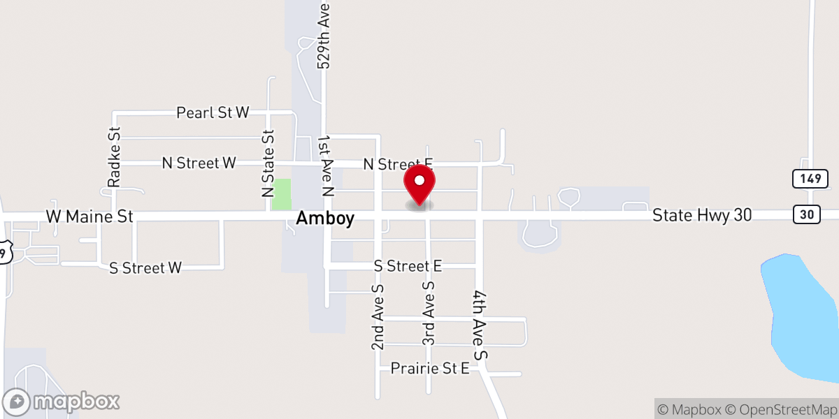 Map showing location of Amboy City Hall