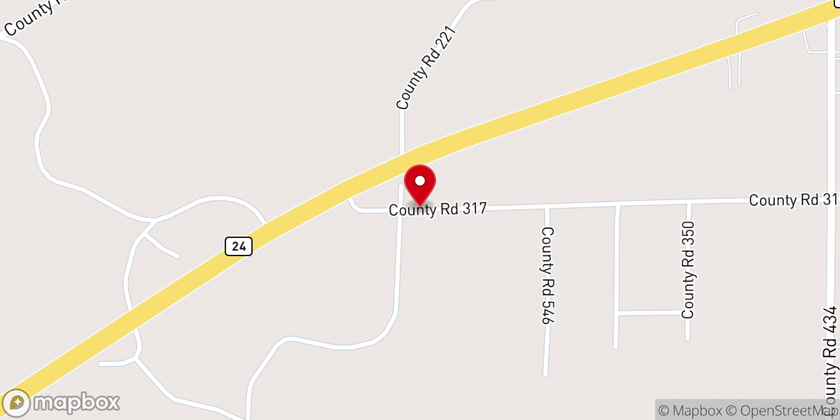 Map showing location of Flat Creek Missionary Baptist Church