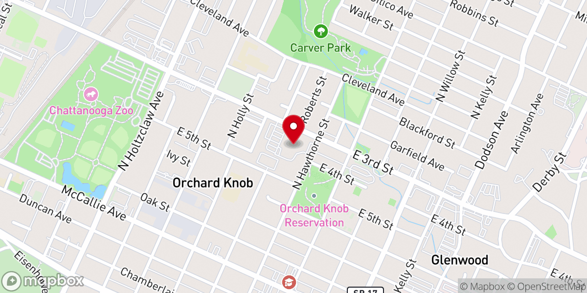 Map showing location of Orchard Knob Missionary Baptist Church