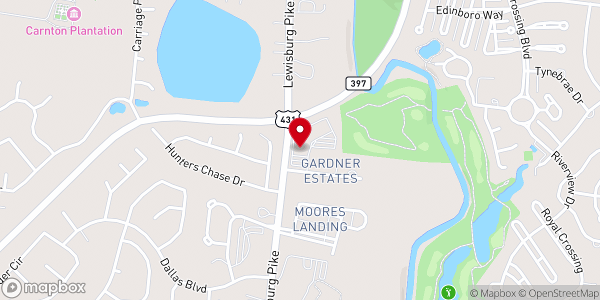 Map showing location of Harpeth Christian Church