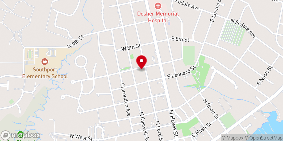 Map showing location of First Baptist Church of Southport