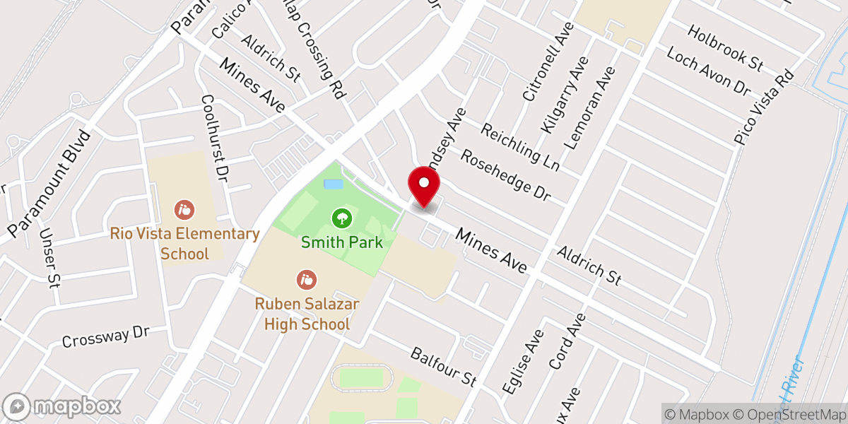 Map showing location of First Bilingual Baptist