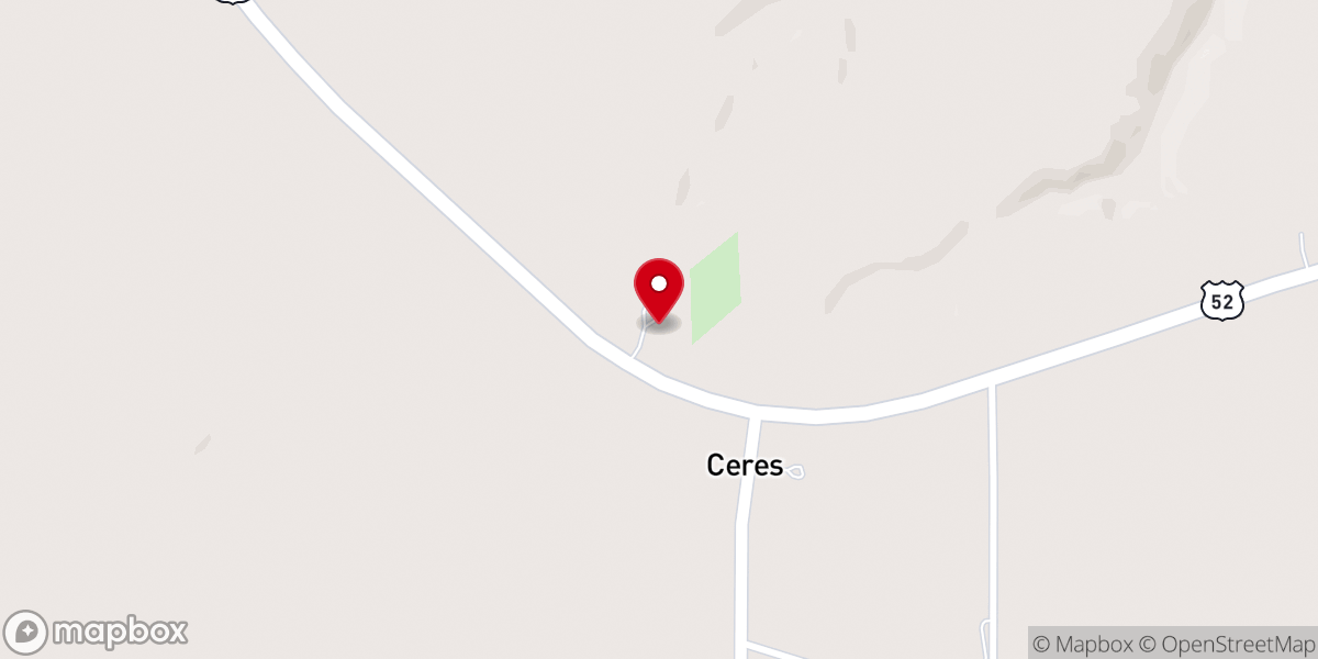 Map showing location of Ceres Church