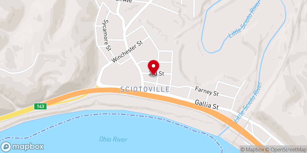 Map showing location of Sciotoville Christian Church