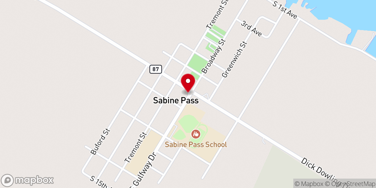 Map showing location of Sabine Pass
