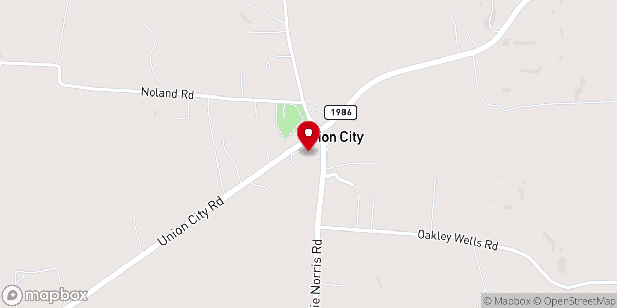 Map showing location of Union City Christian Church